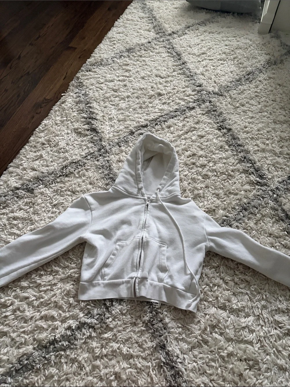 Brandy Melville cropped white zip up